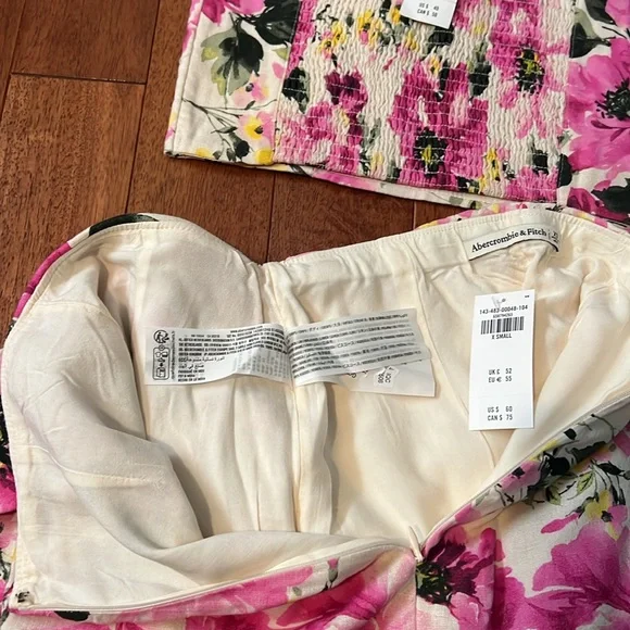 Abercrombie & Fitch Pink Floral Skirt Set linen blend